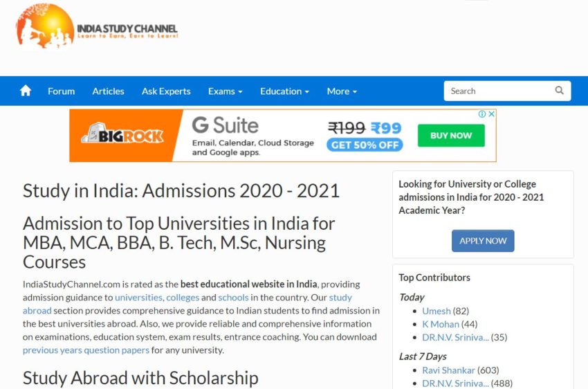 Indiastudychannel.com – Education Websites in India
