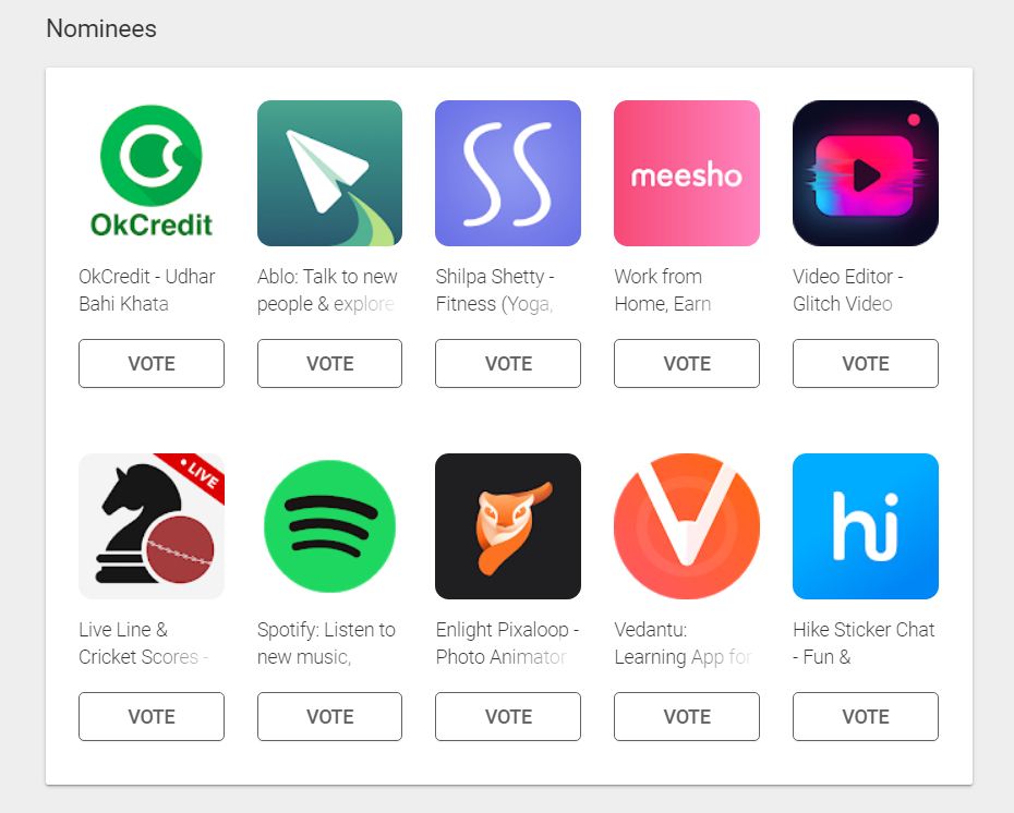 Google Play Store Users’ Choice Apps