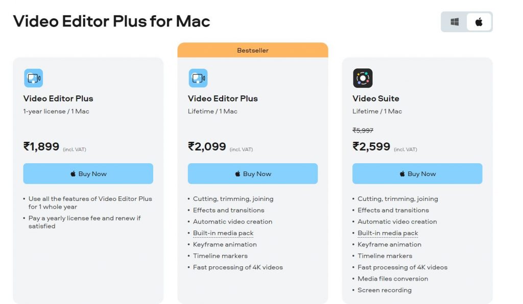 Movavi Pricing at Mac